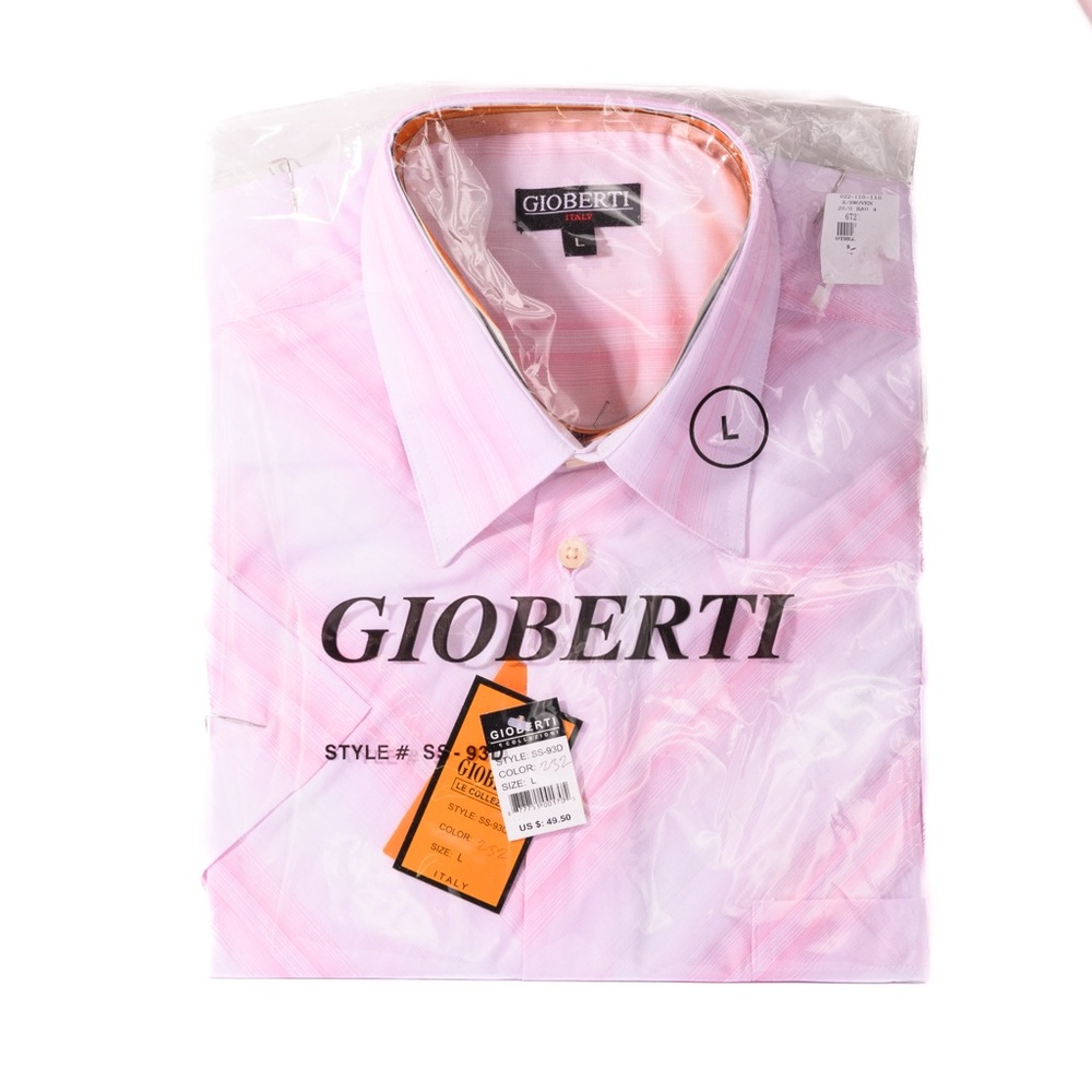Men’s Gioberti Italian Pink Striped Shirt - size L, new